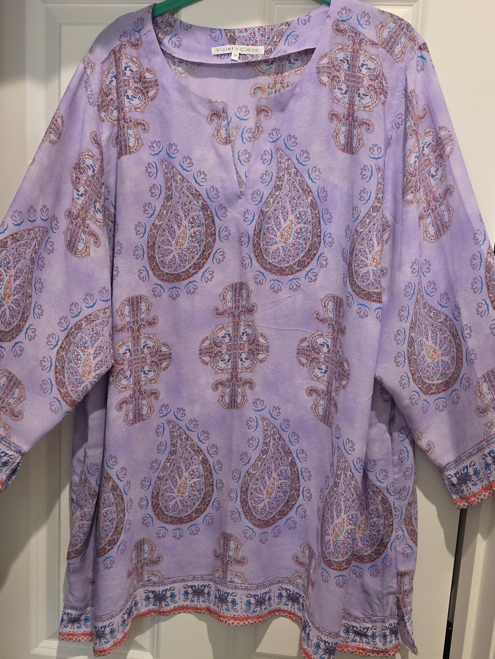 Violet And Claire Lavender Paisley Light And Flowing Tunic 3x